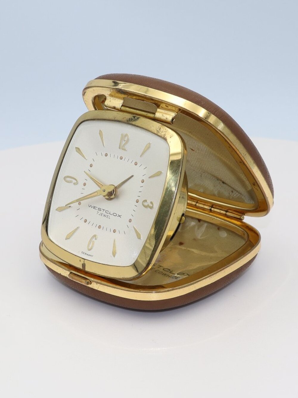 Antique Westclox 7 Jewel Travel Alarm Clock Made in Germany - Glows under UV